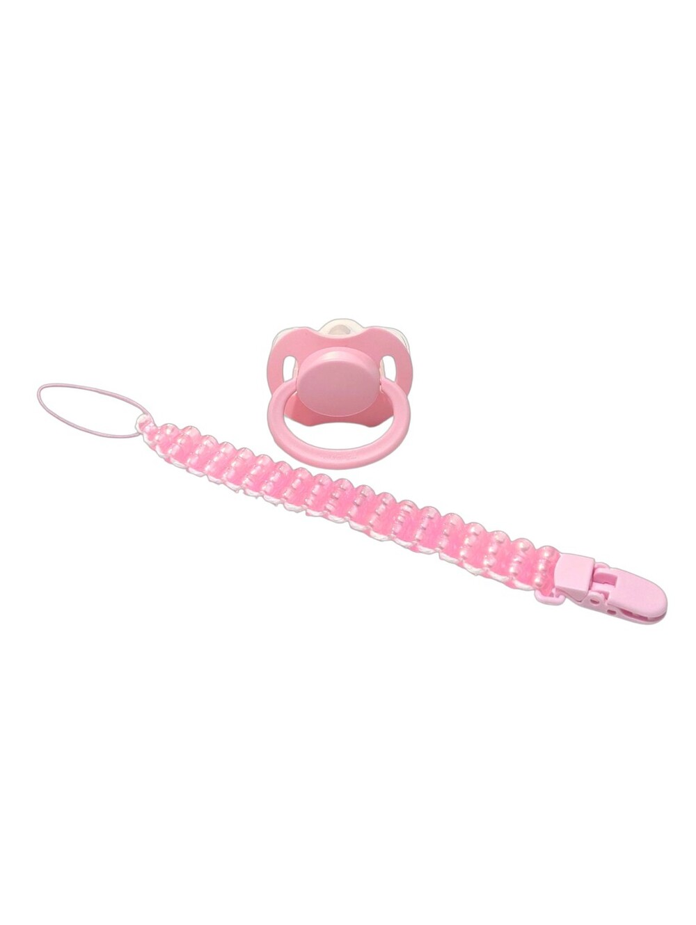 Pink Adult Pacifier + Kandi Paci Clip • SFW  AgeRe LittleSpace Babycore